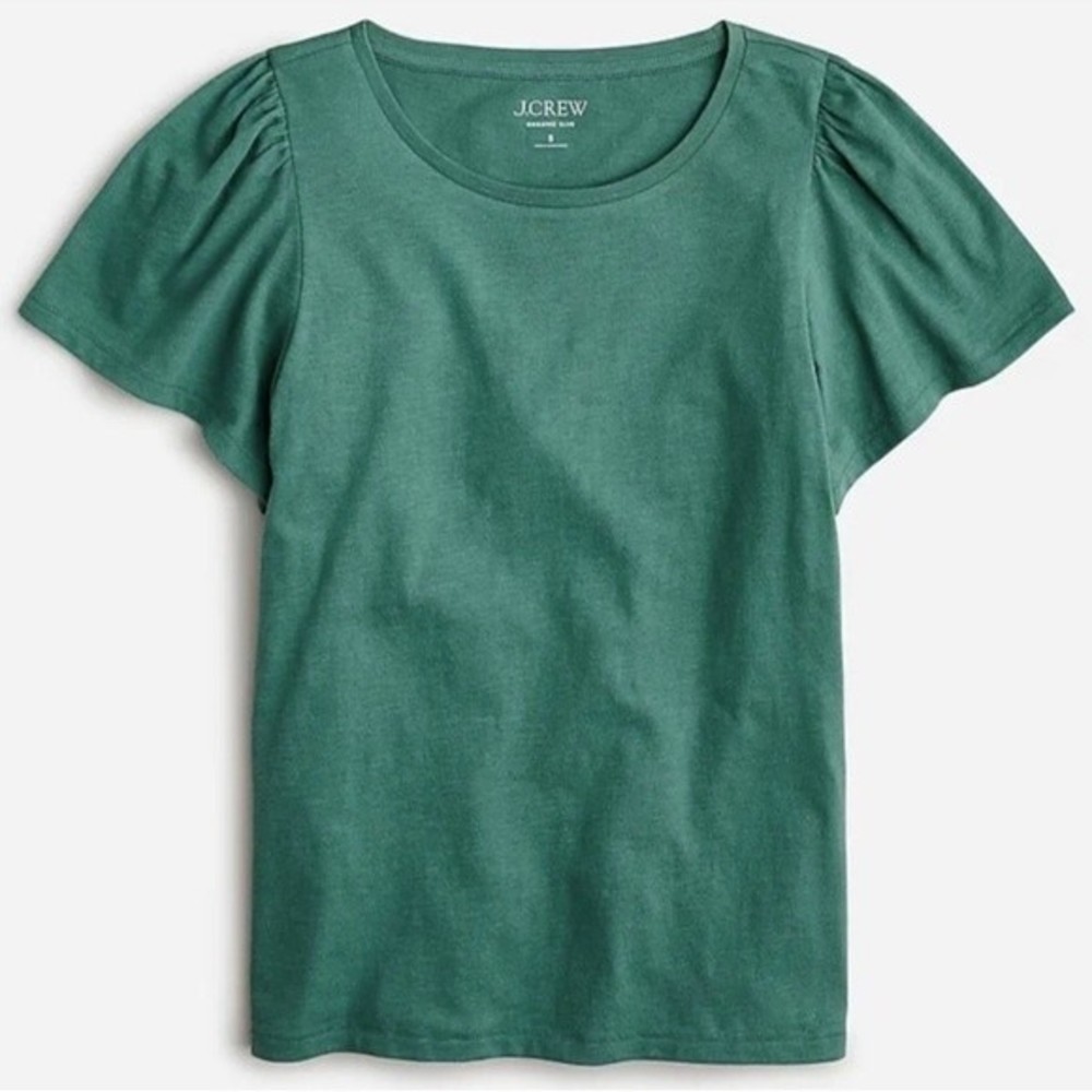 J.Crew Green Short Sleeve Puff-Sleeve Tee